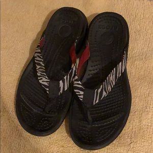 Crocs flip flops zebra print